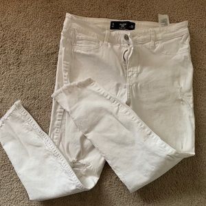 Hollister Distressed white ankle skinny jeans